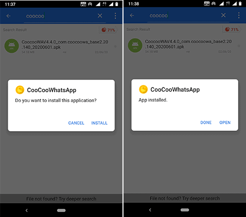 how to install coocoo whatspp apk on android
